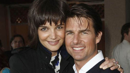 Katie Holmes, left, and Tom Cruise at the MTV Movie Awards in 2008.