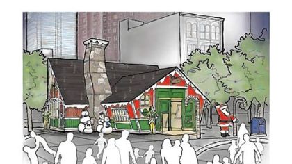 An artist rendering of Santa's House, part of the European Market the Pittsburgh Downtown Partnership will bring to Market Square during its Christmas holiday promotion.