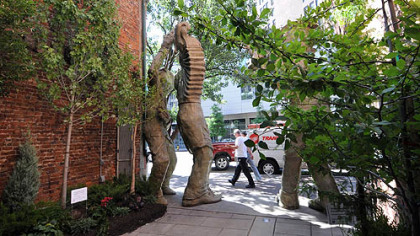 Project Pop Up: An "urban forest" has been planted in the Sprout Fund Comic Courtyard at the ToonSeum along Liberty Avenue.