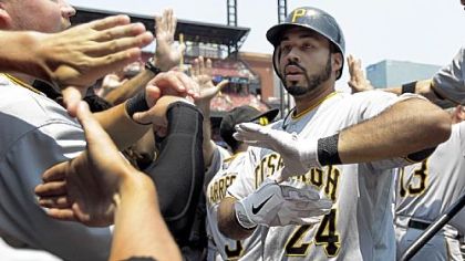 Continuing the onslaught that began Friday night, Pedro Alvarez hit a grand slam in the first inning Saturday to jump-start the Pirates in St. Louis. The homer was Alvarez's 15th.