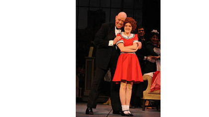 Conrad John Schuck as Oliver "Daddy" Warbucks and Johanna Loughran as Annie in Pittsburgh CLO's "Annie."