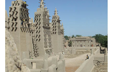 The mosque in Djenne, Mali, is the largest adobe structure in the world.