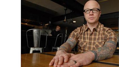 Kevin Sousa, owner and chef at the Salt of Earth, is helping plan a special meal with Chicago-based chef Brandon Baltzley.
