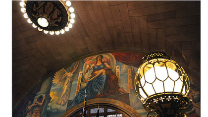 Murals in the lobbies of the Allegheny County Courthouse, Downtown, were made by the Works Progress Administration.