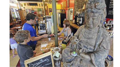 A stained-glass welcome to Biddle's Escape, a new coffee shop at Biddle and Trenton in Wilkinsburg.