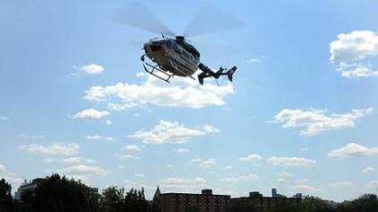 A Lifeflight helicopter takes off from Allegheny General Hospital.