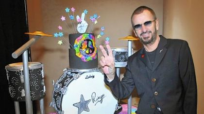 Ringo Starr of the Beatles celebrates his 72nd birthday backstage at The Ryman Auditorium in Nashville on Saturday while on tour with his 2012 All Starr Band.