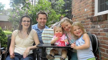 Jessica and Jason Turka and their daughters, from left: Charlotte, Elise and Abigail. The family recently hosted a celebration at their Bethel Park home to thank the well-wishers who have supported Mrs. Turka throughout her recovery.