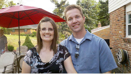 Jessica and husband, Jason, pose at her recent recovery party.