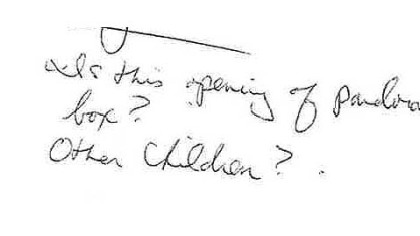 The Freeh report includes notes and emails by several top Penn State officials. This is an excerpt from a note by Gary Schultz in 1998: "Is this opening of Pandora's box? Other children?"