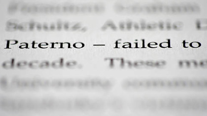 An excerpt from the Freeh Group's report is shown in Philadelphia.