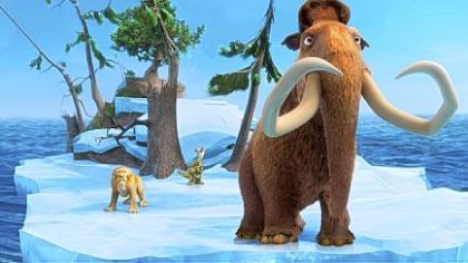 In "Ice Age: Continental Drift," Diego is voiced by Denis Leary, left, Sid by John Leguizamo and Manny by Ray Romano.