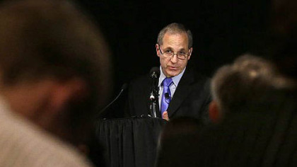 Former FBI director Louis Freeh speaks during a news conference, Thursday in Philadelphia.
