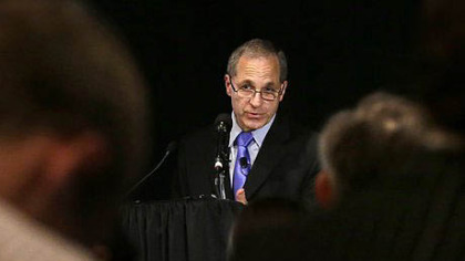 Former FBI director Louis Freeh speaks during a news conference, Thursday in Philadelphia.
