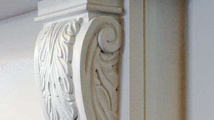 Details from a fireplace mantel.
