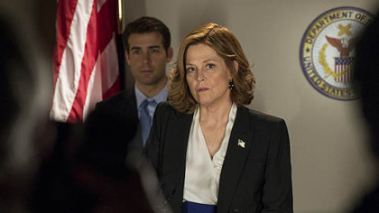 In "Political Animals," James Wolk portrays Douglas Hammond and Sigourney Weaver is his mother, Elaine Barrish.