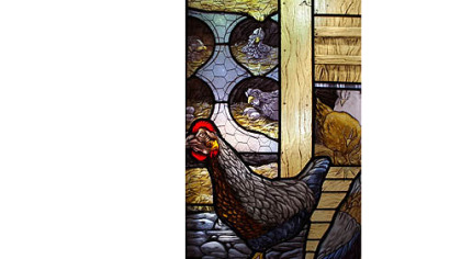 A stained-glass panel by Scott Ouderkirk of Addison, N.Y., for the juried show that is part of the American Glass Guild conference. Juried show selections will be unveiled Friday at the Omni William Penn Hotel and will be on display for the public.