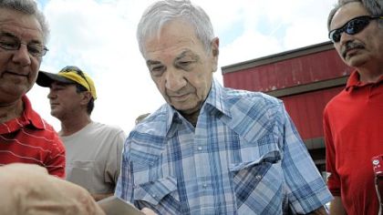 Race car legend Joe Mihalic, of Pittsburgh but now living in Daytona Beach, Fla., was signing autographs at the dedication ceremony for the former Heidelberg Raceway and Sports Arena.