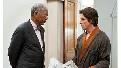 Morgan Freeman and Christian Bale in "The Dark Knight Rises."