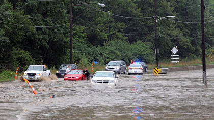 Several vehicles were stranded.
