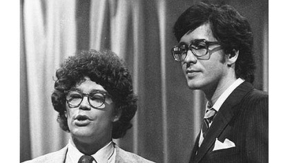 This 1978 file photo from NBC shows "Saturday Night Live" writer/performers Al Franken, left, and Tom Davis in New York.
