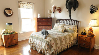 Natural sunlight floods one of the five bedrooms.