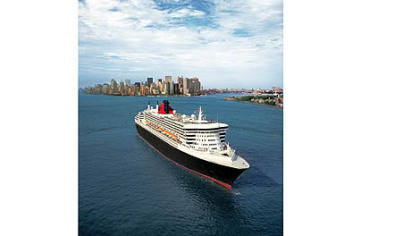 Queen Mary 2 leaving New York Harbor.