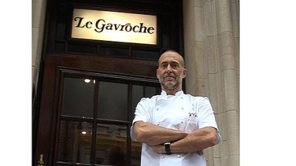 "We are hoping for the best and expecting the worst, as chefs are pretty pessimistic. But I am overjoyed that the Olympics are coming to London," says chef Michel Roux, outside Le Gavroche in London.