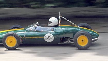 Todd Morici powers his 1962 Lotus 22 down Serpentine Drive in the Group 6 race at the 30th annual Vintage Grand Prix in Schenley Park.