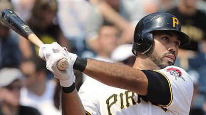 The Pirates' Pedro Alvarez watches his two-run home run clear the right field wall in the seventh inning off the Miami Marlins' Anibal Sanchez.