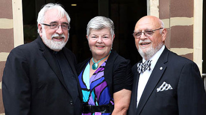 Brother Norman W. Hipps with chairs Maryann and Jack Cherubini.