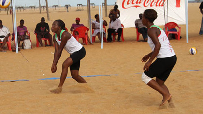 Women competing in the beach volleyball Continental Cup in Togo wear uniforms approved under the sport's new uniform regulations, which allow players to wear apparel that provides more coverage.