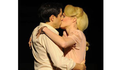 Joe and Betty (Matthew Scott and Amanda Rose) can't deny their feelings in Pittsburgh CLO's first production of "Sunset Boulevard."