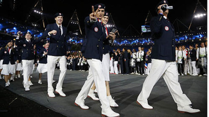 Athletes from the United States parade during the Opening Ceremony at the 2012 Summer Olympics in London.