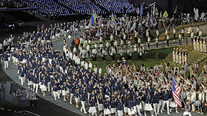 The United States team parades during the Opening Ceremony at the 2012 Summer Olympics, Friday, July 27, 2012, in London.