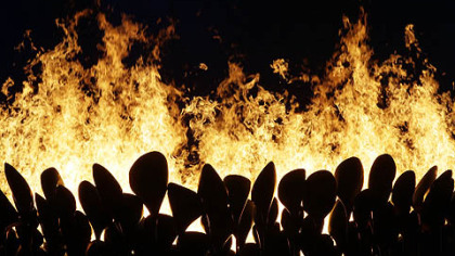 The Olympic cauldron is lit during the Opening Ceremony at the 2012 Summer Olympics, Saturday, July 28, 2012, in London.