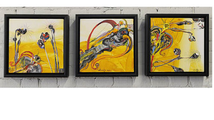 "Reactive Butterfly 1, 3, and 2" by Anastas Konstantinov at the Ice House Studios in Lawrenceville.