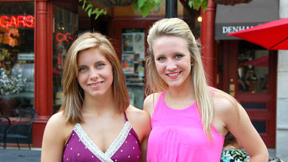 Rachel and Emily Bt, twin sisters from Crafton, bring their musical act to Market Square tonight.