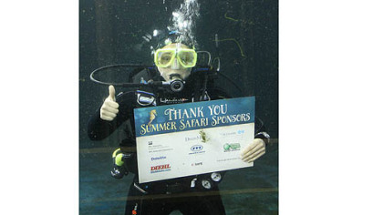 Diver Jaclyn Mazza in the shark tank.