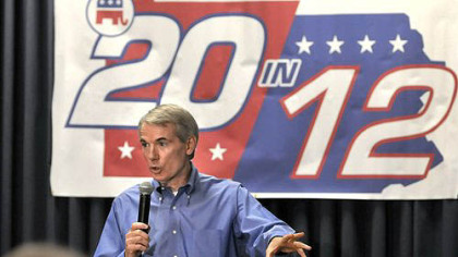 U.S. Sen. Rob Portman, R-Ohio, speaks at a GOP rally Monday in Lancaster, Pa.