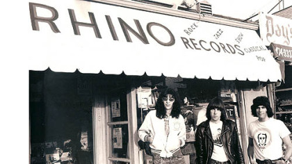 Members of The Ramones in front of the Rhino Records store in Los Angeles.