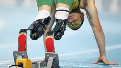 Oscar Pistorius of South Africa is the first double-amputee athlete to take part in the Olympics.