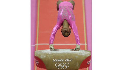 U.S. gymnast Gabrielle Douglas performs on the balance beam Thursday during the women's individual all-around gymnastics competition at the Summer Olympics in London.