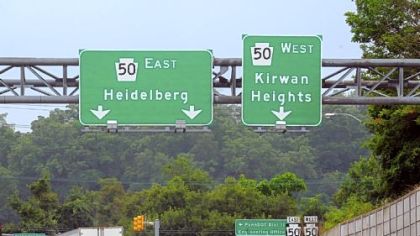 A view of the remaining "Kirwan Heights" sign at Exit 55 of Interstate 79 at Route 50 in Collier The other signage along I-79 no longer designates the exit as the Kirwan Heights interchange. It's been changed by PennDOT to Heidelberg/Collier. Residents in the Kirwan Heights section of Collier are upset and are asking U.S. Rep. Tim Murphy, R-Upper St. Clair, and Gov. Tom Corbett to force PennDOT to restore the name.