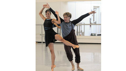 Christine Schwaner and Christopher Budzynski rehearse "Step Touch" by Dwight Rhoden for the Pittsburgh Ballet Theatre's upcoming tour in Israel.