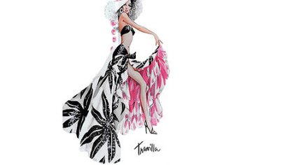 William Travilla's sketch for the costume Marilyn Monroe wore for the "Heat Wave" routine in "There's No Business Like Show Business" (1954).