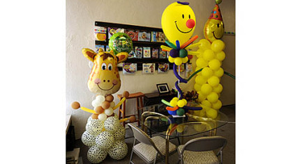 At Balloonatics! in Squirrel Hill, alternatives to helium-filled balloons are balloon sculptures and centerpieces.