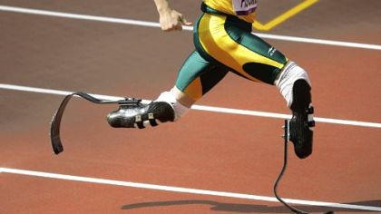 South Africa's Oscar Pistorius competes in a men's 400-meter heat.