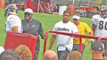 This training camp photo submitted by Tom J was titled "Coach 'em up" with the caption "Coach T likes what he sees ..." Share your own training camp photos with Steeler Nation at www.post-gazette.com/yourphotos