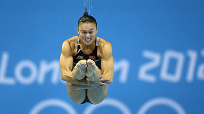 Cassidy Krug competes in the women's 3-meter springboard diving final at the 2012 Summer Olympics in London.